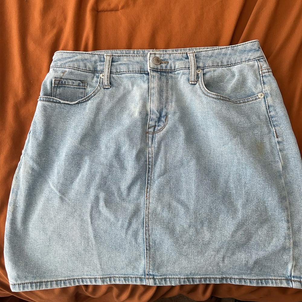 light wash blue jean skirt